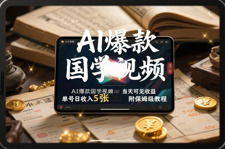 AI爆款国学视频，独家起号方法，小白直接上手，当天可见收益，单号日收入5张+附保姆级教程-小艾网创