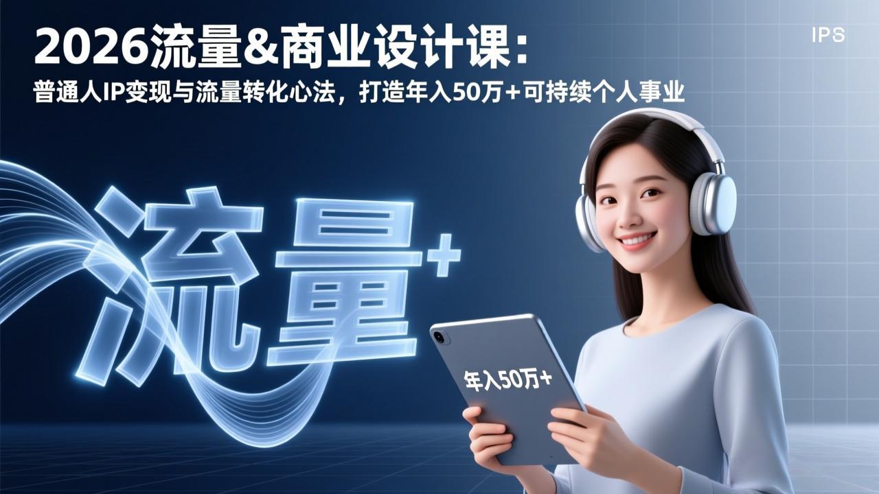 2026流量&商业设计课:普通人IP变现与流量转化心法,打造年入50万+可持续个人事业-小艾网创