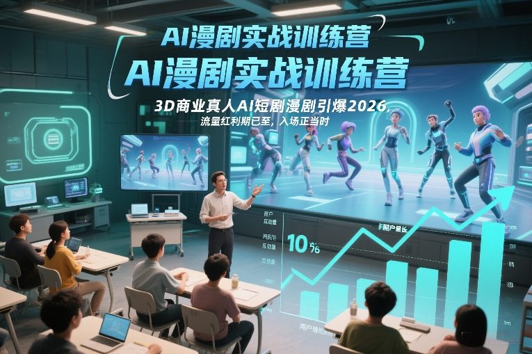 AI漫剧实战训练营,3D商业真人AI短剧漫剧引爆2026,流量红利期已至,入场正当时-小艾网创