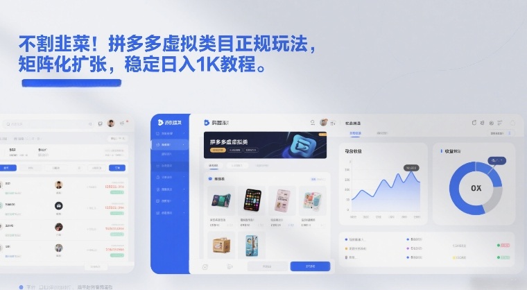 不割韭菜!拼多多虚拟类目正规玩法,矩阵化扩张,稳定日入1K教程【揭秘】-小艾网创
