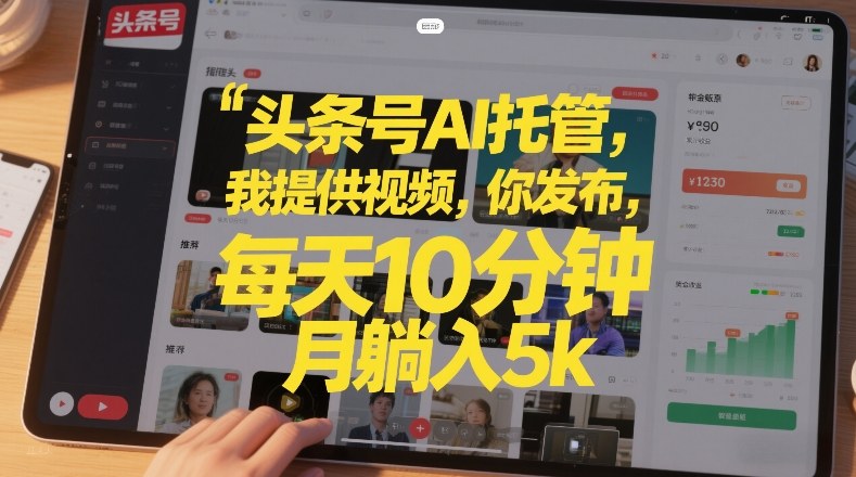 头条号AI托管，我提供视频，你发布，每天10分钟，月躺入5k+【揭秘】-小艾网创