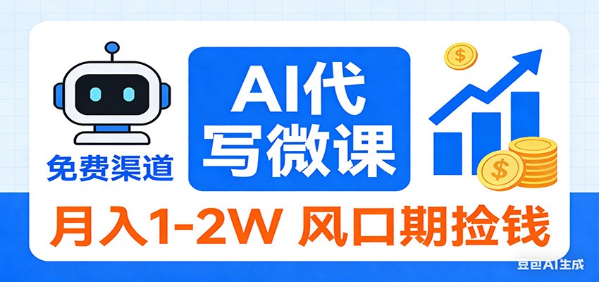 2026告别打工!AI 代写微课,提供免费渠道,月入 1-2W 风口期捡钱-小艾网创