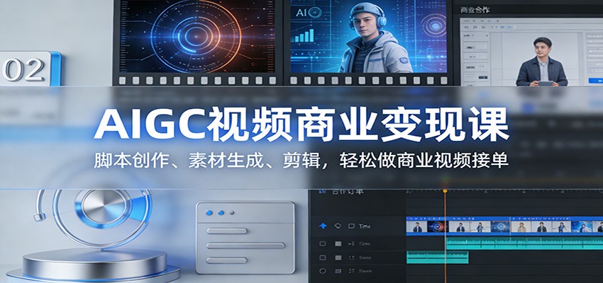 AIGC视频商业变现课：脚本创作、素材生成、剪辑，轻松做商业视频接单-小艾网创
