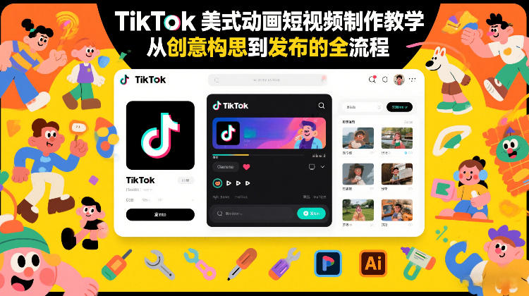 TikTok美式动画短视频制作教学,从创意构思到发布的全流程-小艾网创