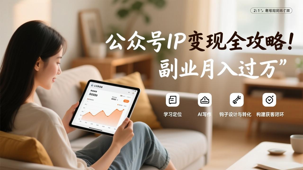 公众号IP变现全攻略，学习定位、AI写作、钩子设计与转化，构建获客闭环，副业月入过万-小艾网创