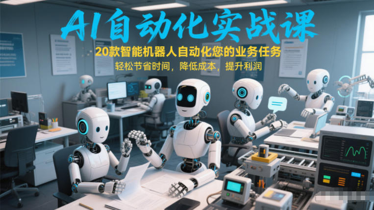 AI自动化实战课：20款智能机器人自动化您的业务任务，轻松节省时间，降低成本，提升利润-小艾网创