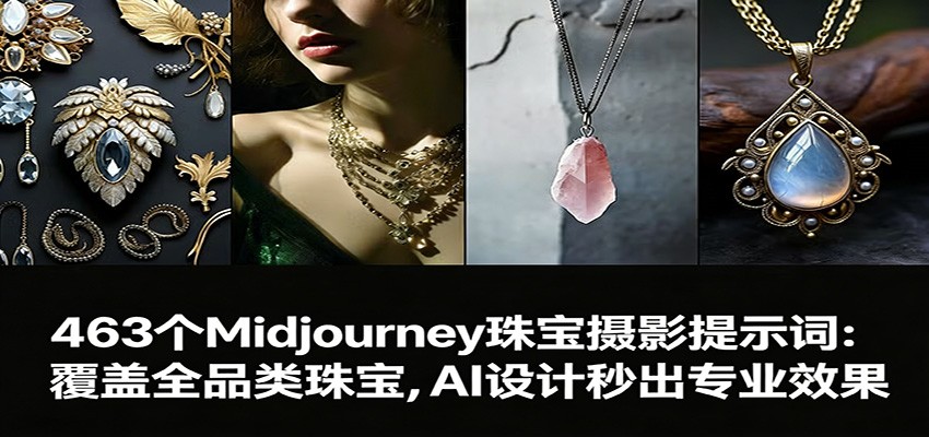 463个Midjourney珠宝摄影提示词:覆盖全品类珠宝,AI设计秒出专业效果-小艾网创