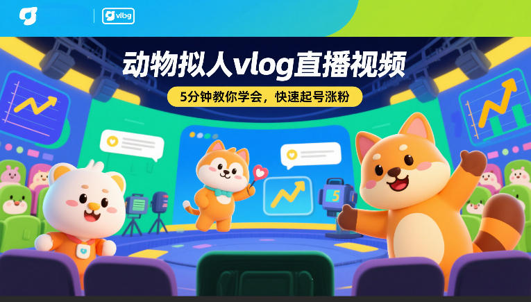 动物拟人vlog直播视频,5分钟教你学会,快速起号涨粉-小艾网创