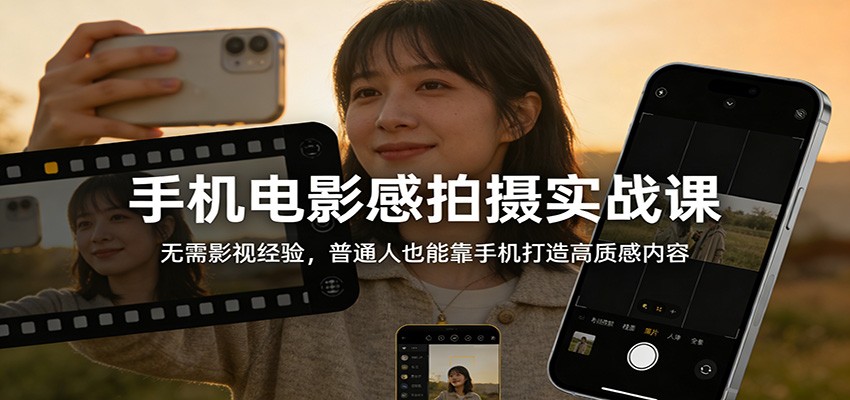 手机电影感拍摄实战课：无需影视经验，普通人也能靠手机打造高质感内容-小艾网创