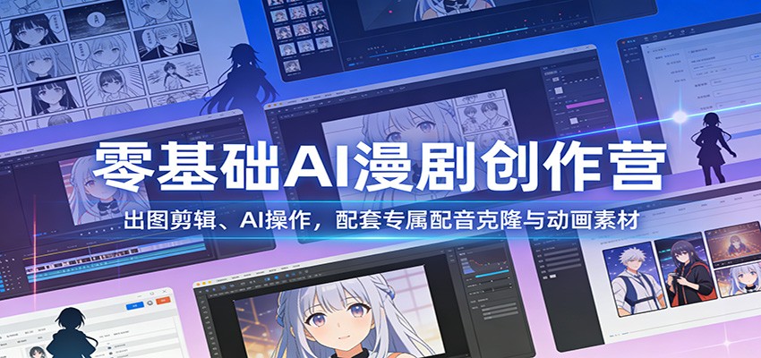 零基础AI漫剧创作营：出图剪辑、AI操作，配套专属配音克隆与动画素材-小艾网创