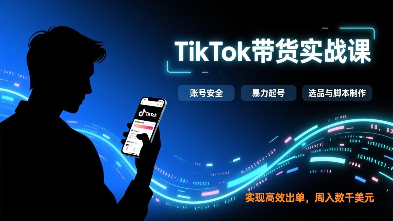 TikTok带货实战课，涵盖账号安全、暴力起号、选品与脚本制作，实现高效出单，周入数千美元-小艾网创