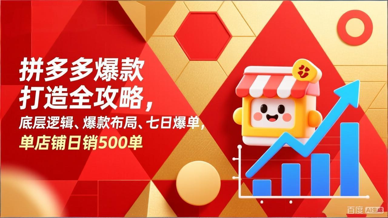 拼多多爆款打造全攻略，底层逻辑、爆款布局、七日爆单，单店铺日销500单-小艾网创