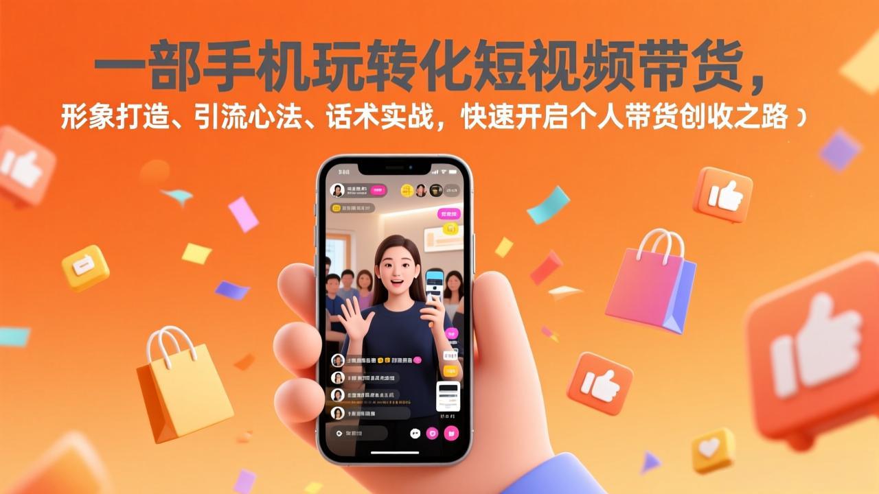 一部手机玩转化短视频带货，形象打造、引流心法、话术实战，快速开启个人带货创收之路-小艾网创