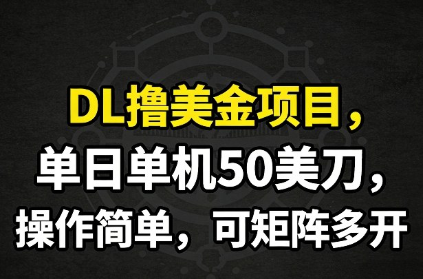 DL撸美金项目，单日单机50美刀，操作简单，可矩阵多开-小艾网创