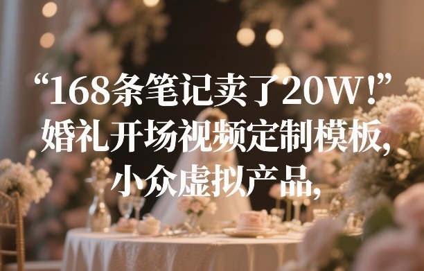168条笔记卖了20W！婚礼开场视频定制模板，小众虚拟产品-小艾网创
