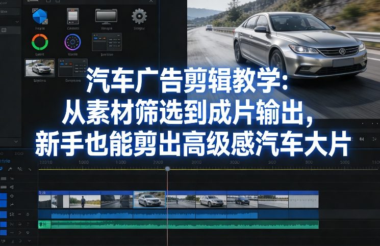 汽车广告剪辑教学：从素材筛选到成片输出，新手也能剪出高级感汽车大片-小艾网创