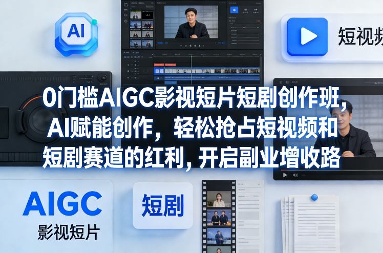 0门槛AIGC影视短片短剧创作班,AI赋能创作,轻松抢占短视频和短剧赛道的红利,开启副业增收路-小艾网创