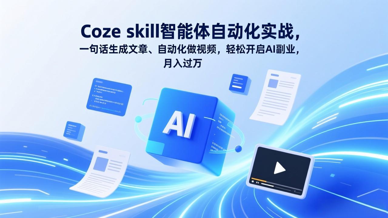 Coze skill智能体自动化实战,一句话生成文章、自动化做视频,轻松开启AI副业,月入过万-小艾网创