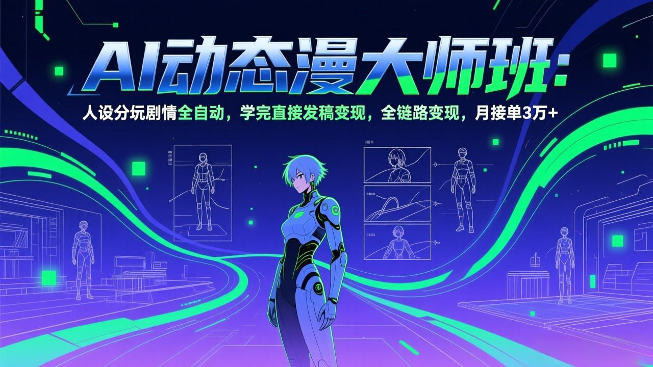 AI动态漫剧大师班：人设分镜剧情全自动，学完直接发稿变现，全链路变现，月接单3万+-小艾网创