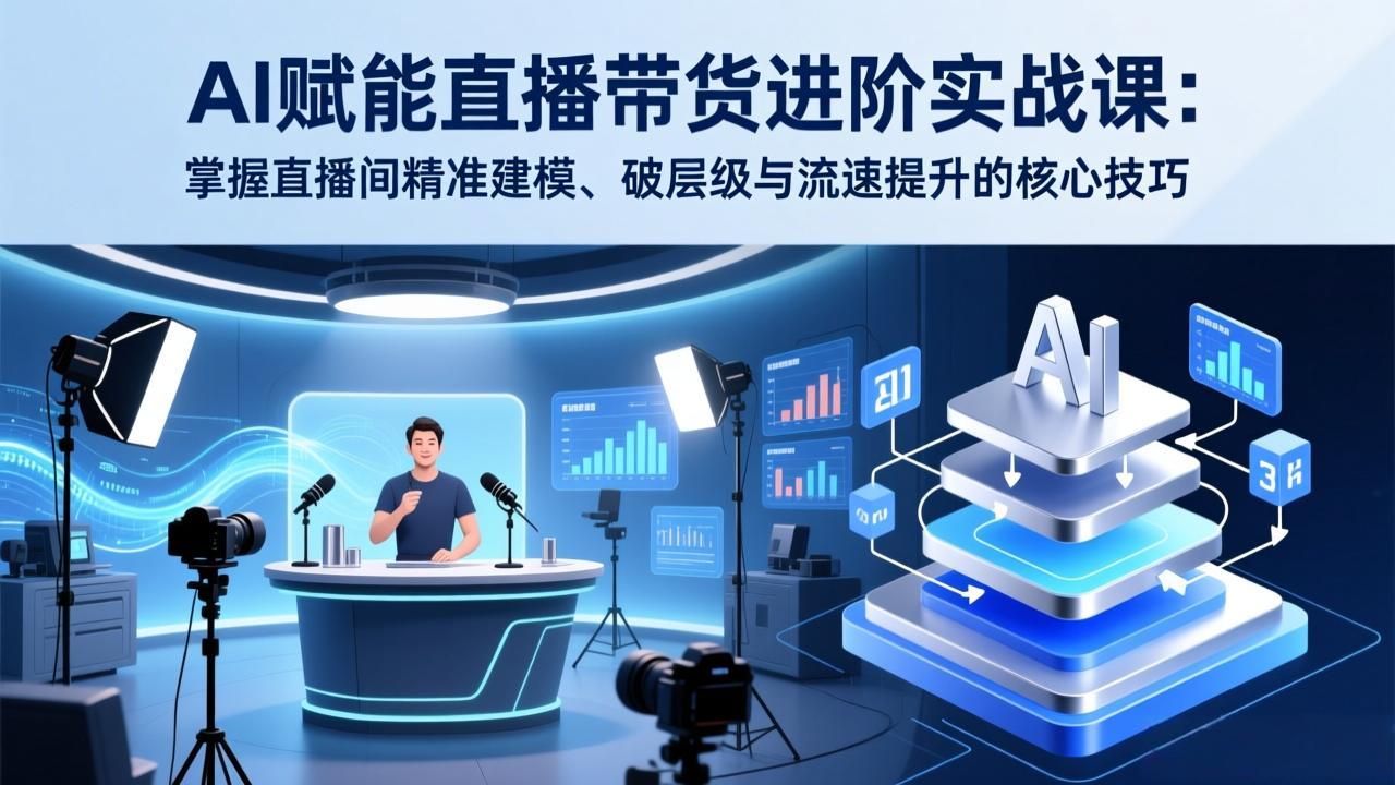 AI赋能直播带货进阶实战课:掌握直播间精准建模、破层级与流速提升的核心技巧-小艾网创