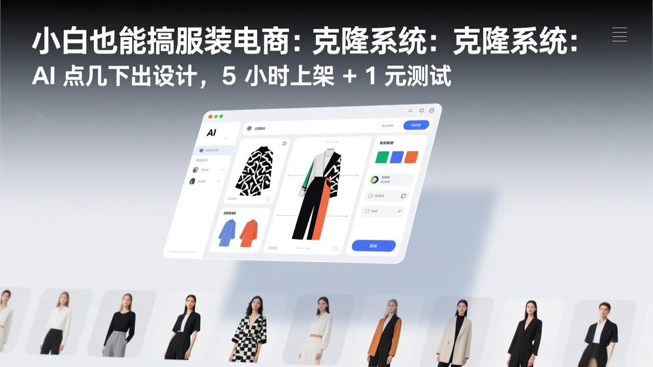 小白也能搞服装电商：克隆系统：AI 点几下出设计，5 小时上架 + 1 元测试-小艾网创