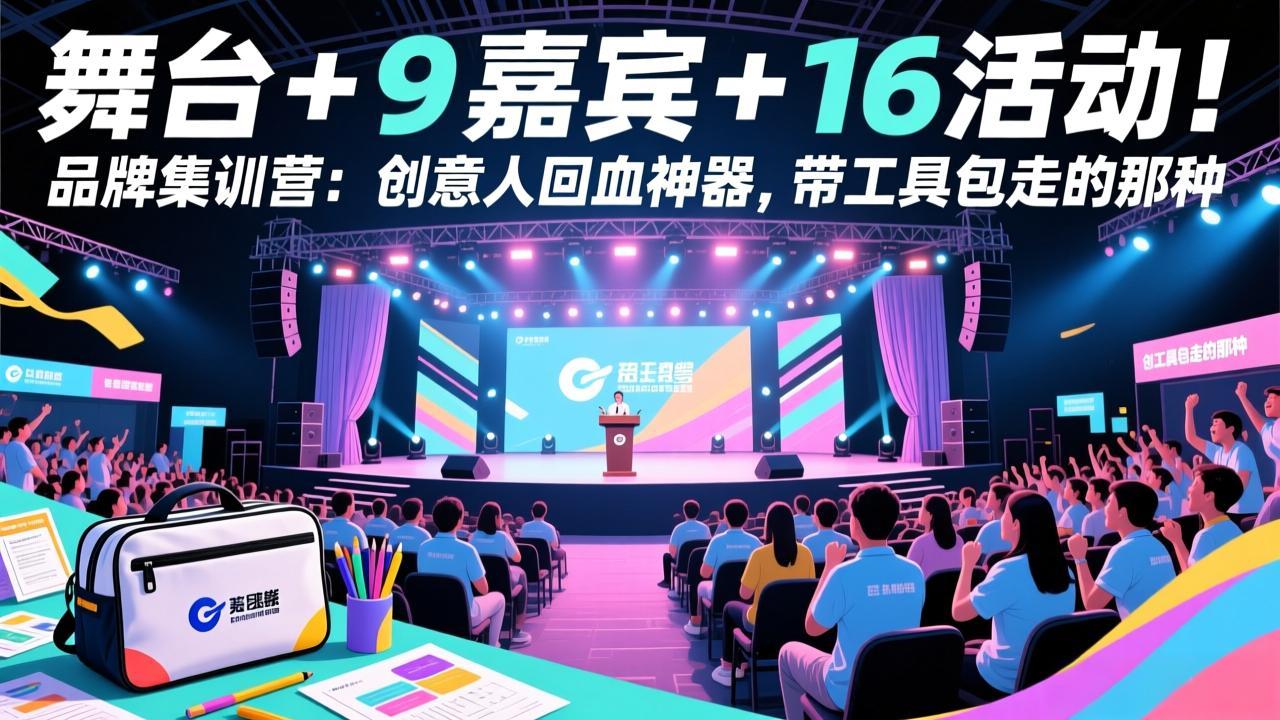 舞台 + 9 嘉宾 + 16 活动!品牌集训营:创意人回血神器,带工具包走的那种-小艾网创