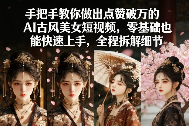 手把手教你做出点赞破万的AI古风美女短视频，零基础也能快速上手，全程拆解细节-小艾网创