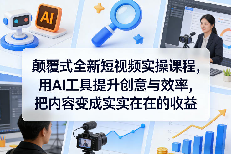 颠覆式全新短视频实操课程,用AI工具提升创意与效率,把内容变成实实在在的收益-小艾网创