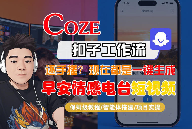 【Coze工作流搭建实操教程】【coze】早安情感电台日签视频还在手动做？用扣子工作流自动生成，省时90%-小艾网创