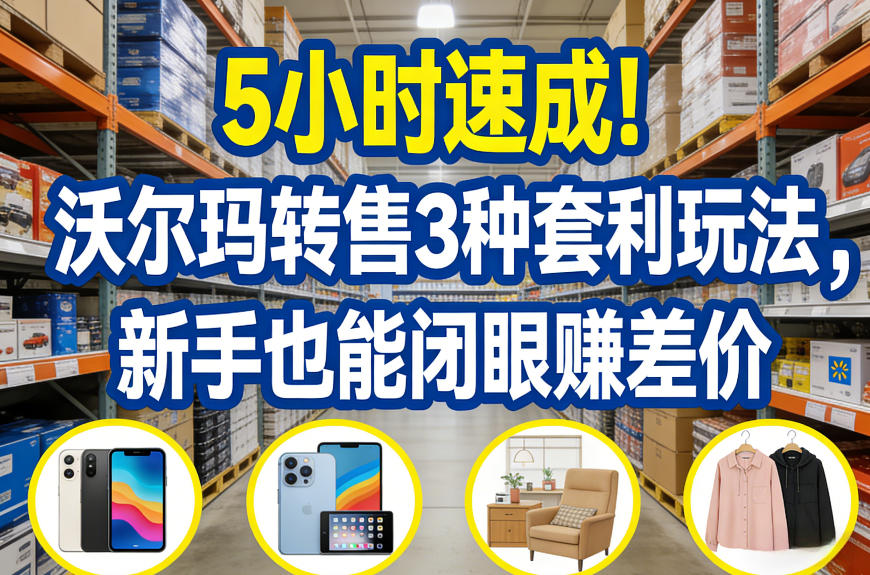 5小时速成！沃尔玛转售3种套利玩法，新手也能闭眼賺差价-小艾网创