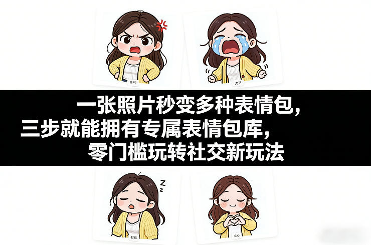 一张照片秒变多种表情包,三步就能拥有专属表情包库,零门槛玩转社交新玩法【文档】-小艾网创
