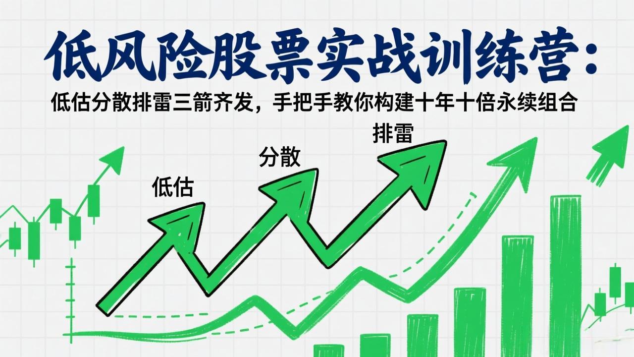 低风险股票实战训练营：低估分散排雷三箭齐发，手把手教你构建十年十倍永续组合-小艾网创