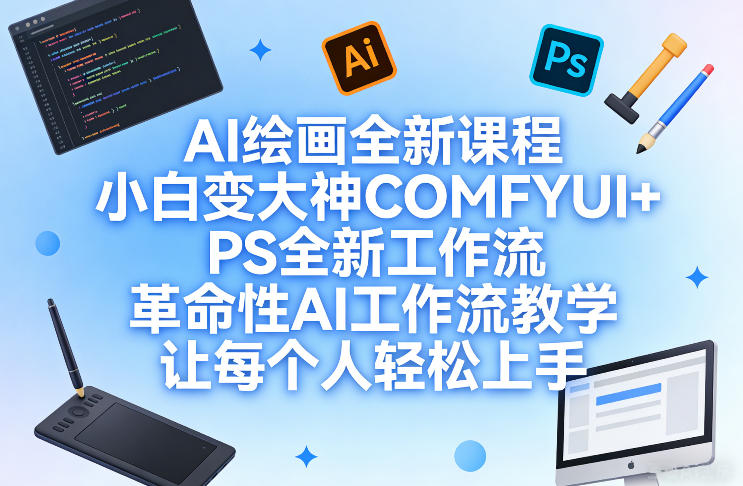 AI绘画全新课程，小白变大神COMFYUI+PS全新工作流，革命性AI工作流教学，让每个人轻松上手-小艾网创