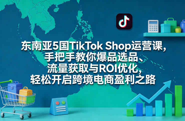 东南亚5国TikTok Shop运营课，手把手教你爆品选品、流量获取与ROI优化，轻松开启跨境电商盈利之路-小艾网创