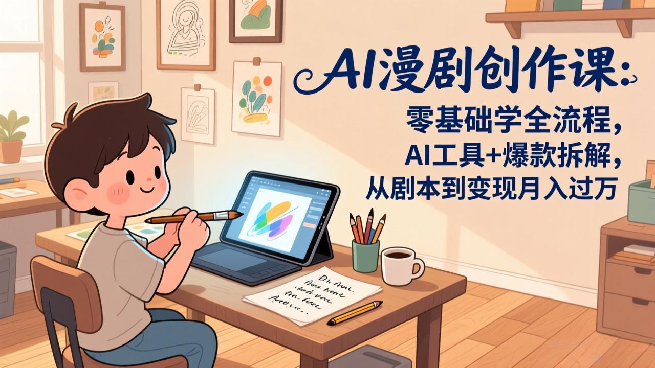 AI漫剧创作课：零基础学全流程，AI工具+爆款拆解，从剧本到变现月入过万-小艾网创