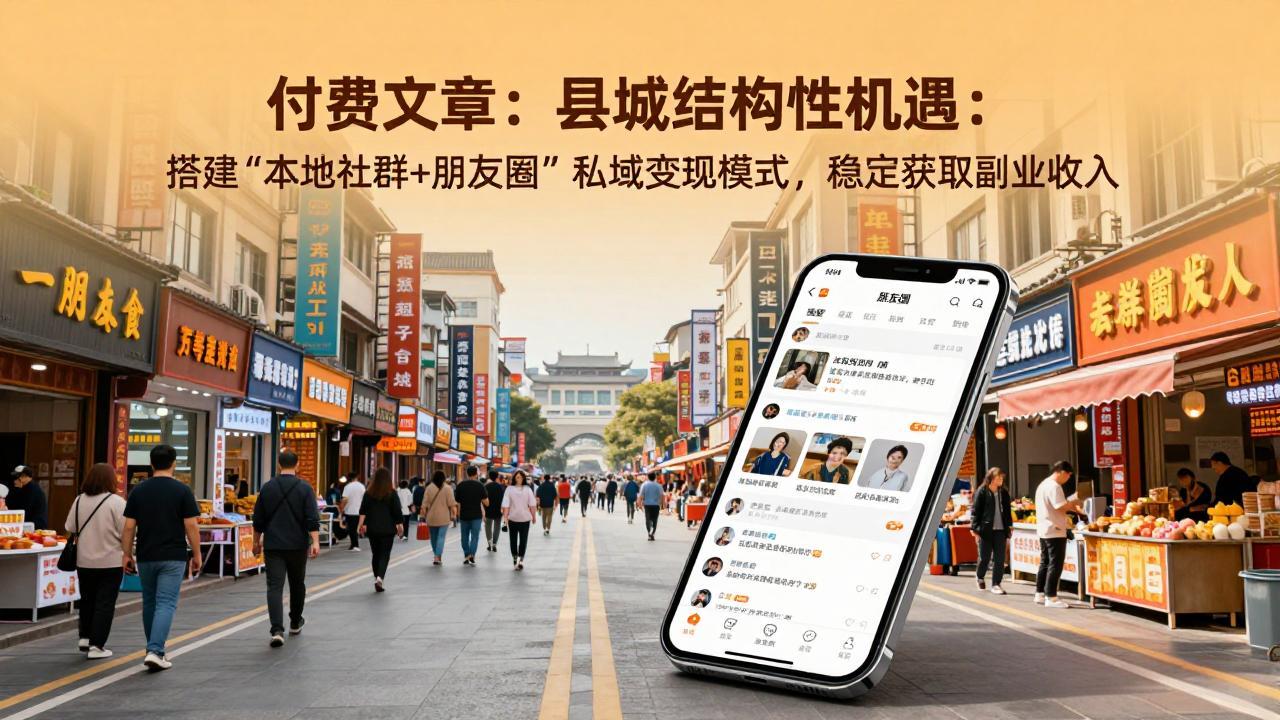 付费文章:县城结构性机遇:搭建“本地社群+朋友圈”私域变现模式,稳定获取副业收入-小艾网创