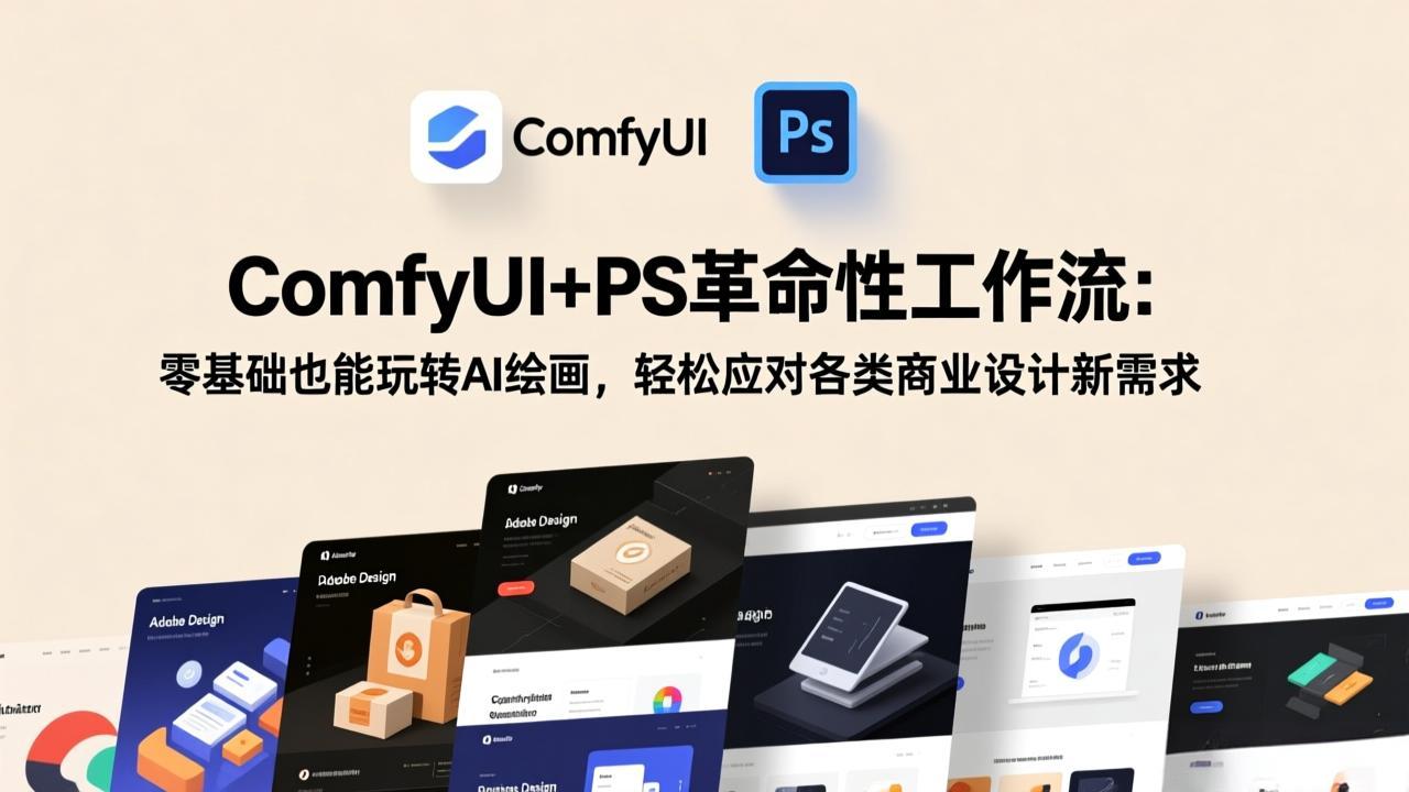 ComfyUI+PS革命性工作流:零基础也能玩转AI绘画,轻松应对各类商业设计新需求-小艾网创