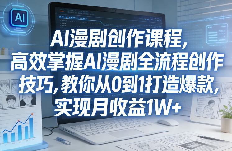 某社群AI漫剧创作课程，高效掌握AI漫剧全流程创作技巧，教你从0到1打造爆款，实现月收益1W+-小艾网创