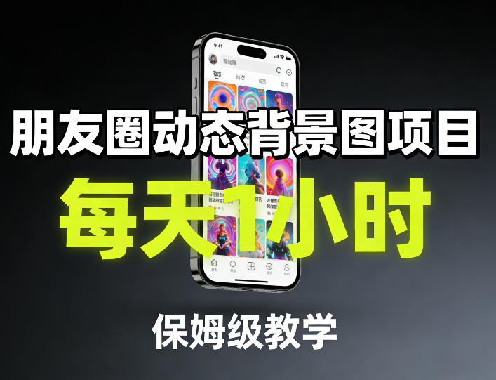 朋友圈动态背景图项目，每天1小时，保姆级教学-小艾网创