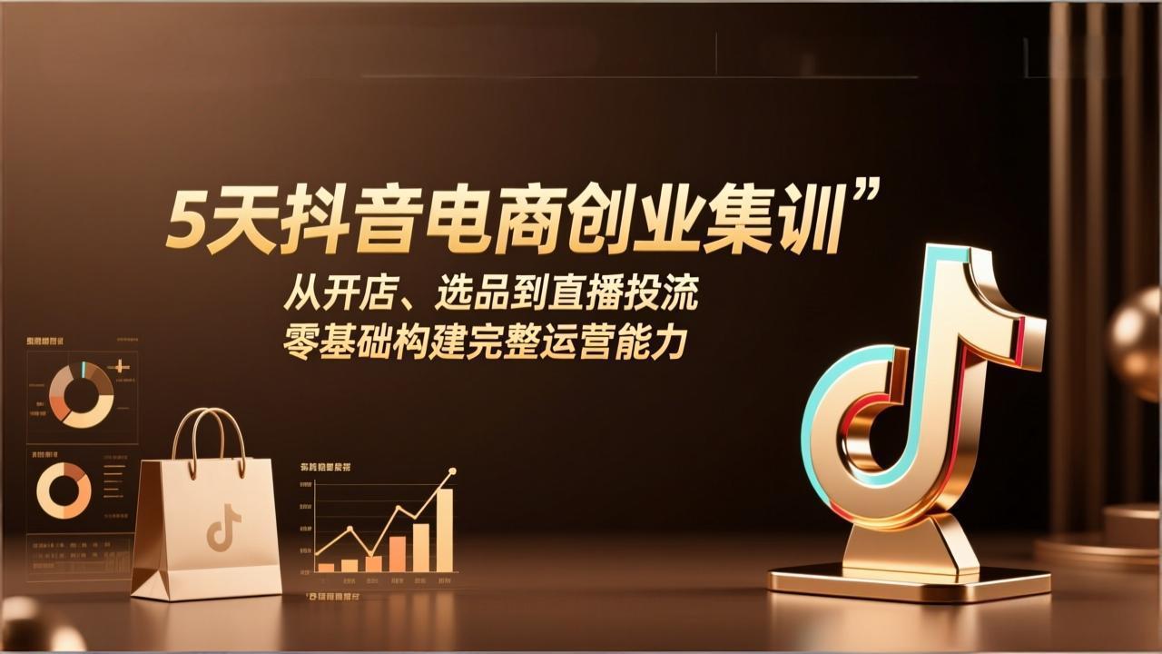 5天抖音电商创业集训：从开店、选品到直播投流，零基础构建完整运营能力-小艾网创