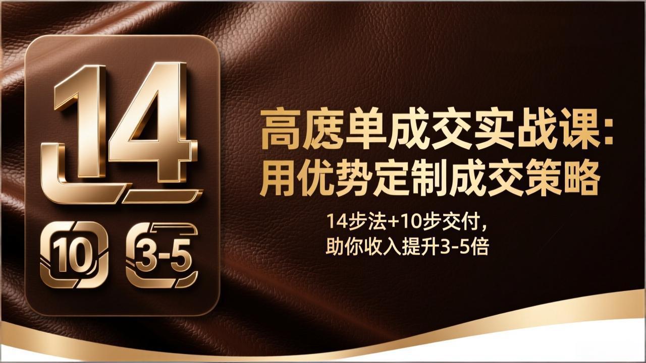 高客单成交实战课：用优势定制成交策略，14步法+10步交付，助你收入提升3-5倍-小艾网创