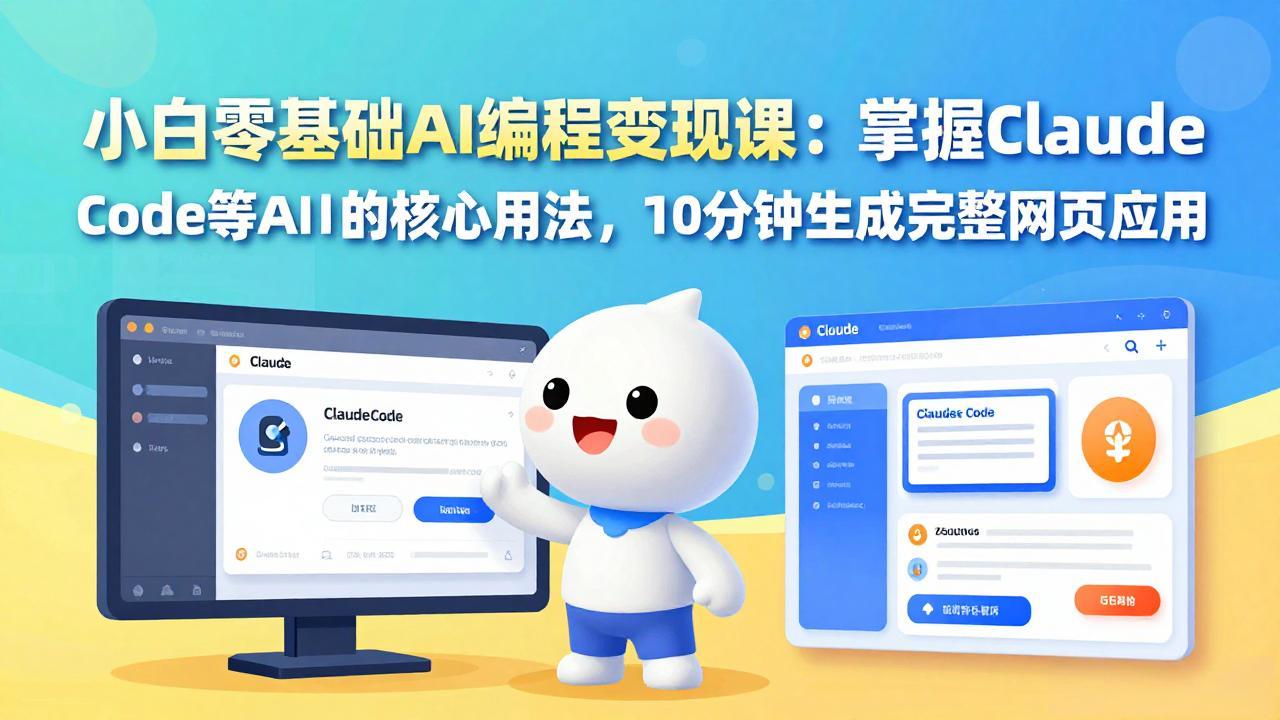 小白零基础AI编程变现课：掌握Claude Code等AI工具的核心用法，10分钟生成完整网页应用-小艾网创