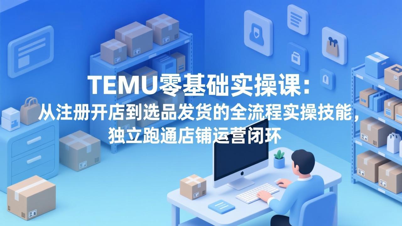 TEMU零基础实操课：从注册开店到选品发货的全流程实操技能，独立跑通店铺运营闭环-小艾网创