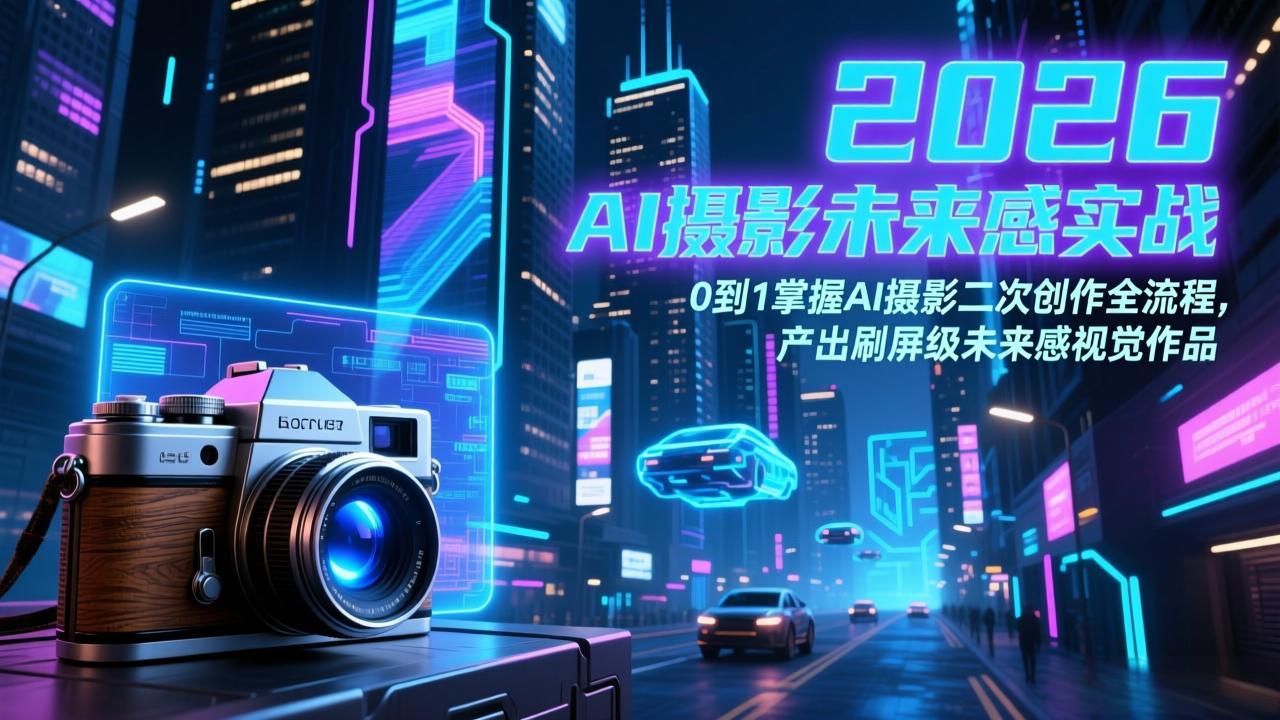 2026 AI摄影未来感实战：0到1掌握AI摄影二次创作全流程，产出刷屏级未来感视觉作品-小艾网创