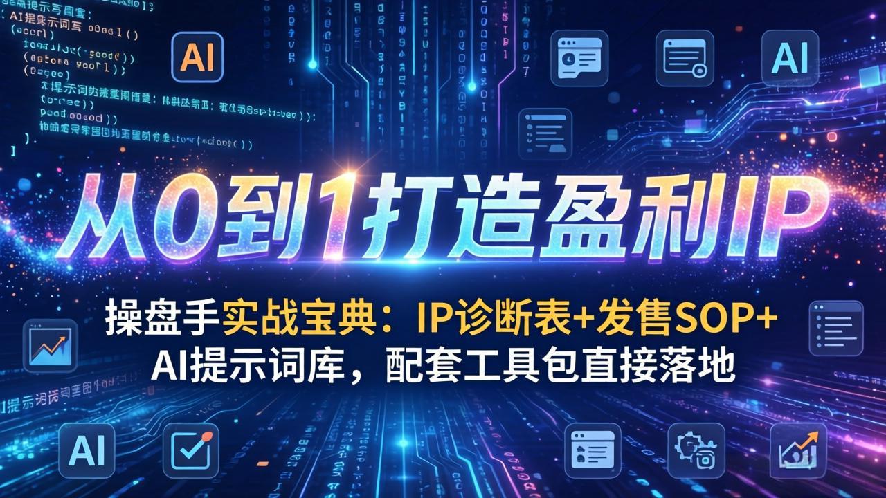 操盘手实战宝典：IP诊断表+发售SOP+AI提示词库，配套工具包直接落地，从0到1打造盈利IP-小艾网创