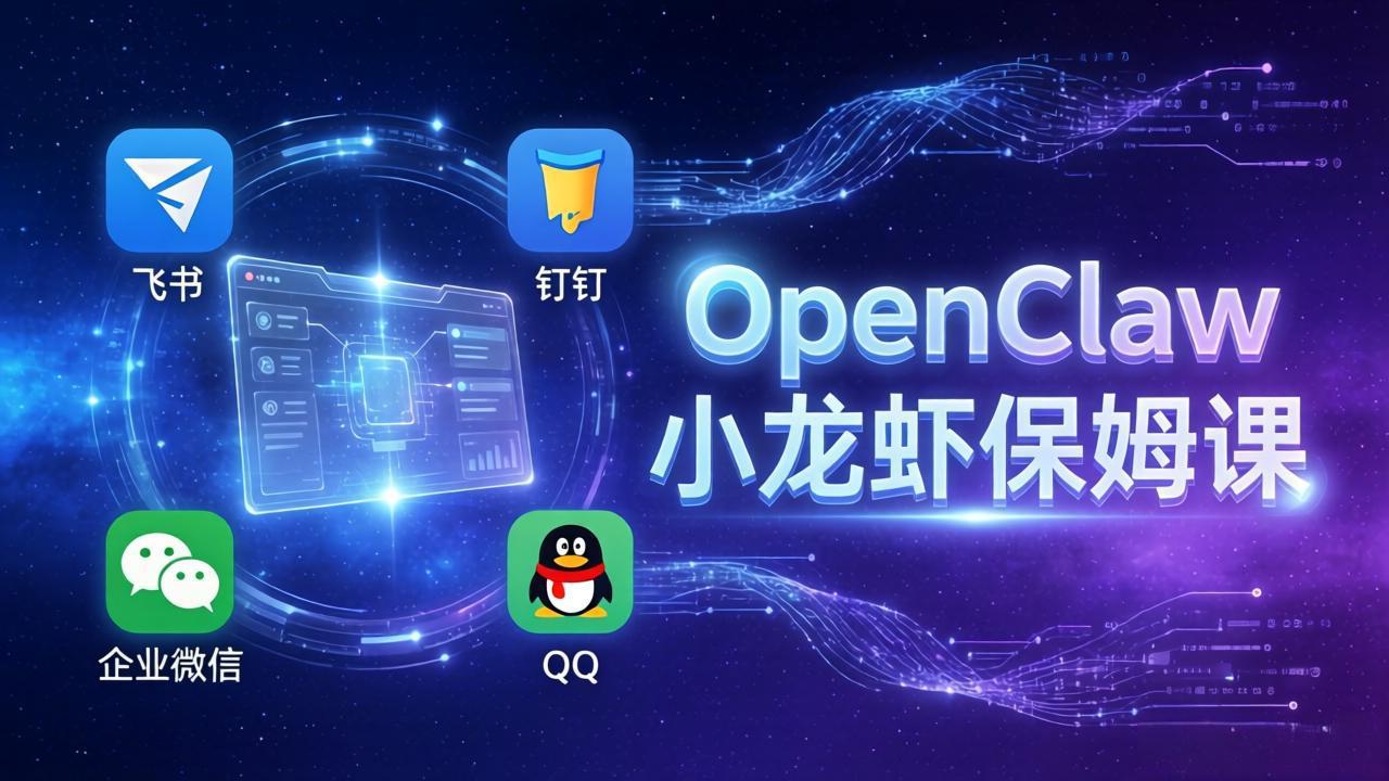 OpenClaw小龙虾保姆课： Windows/macOS/Linux/Docker全系统安装，飞书+钉钉+企业微信+QQ 全接入-小艾网创