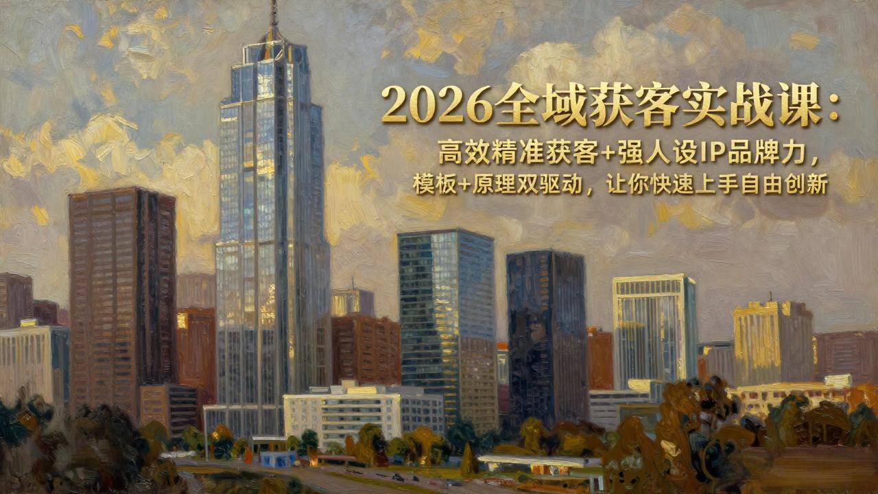 2026全域获客实战课：高效精准获客+强人设IP品牌力，模板+原理双驱动，让你快速上手自由创新-小艾网创