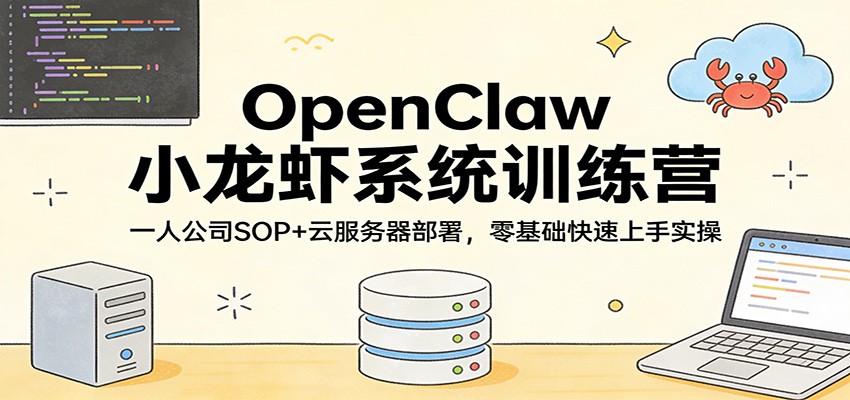 OpenClaw小龙虾系统训练营：一人公司SOP，云服务器部署，零基础快速上手实操-小艾网创
