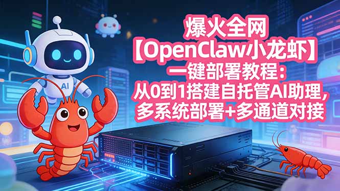 爆火全网【OpenClaw 小龙虾】一键部署教程：从0到1搭建自托管AI助理，多系统部署+多通道对接-小艾网创