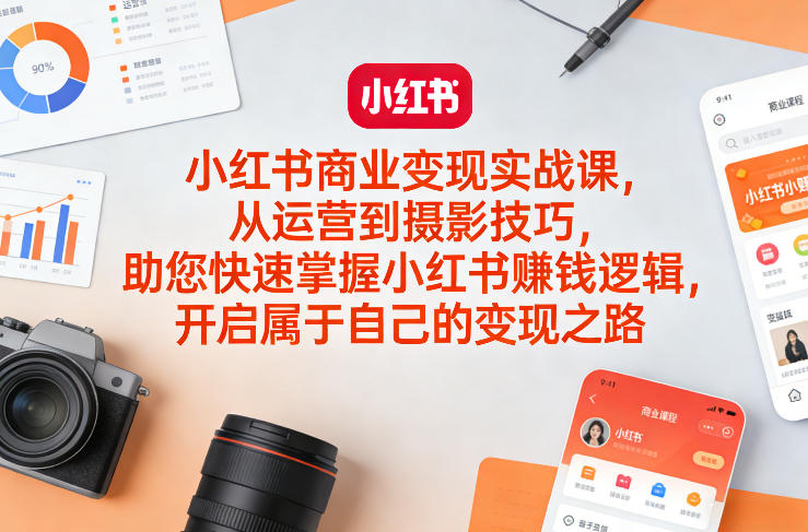 小红书商业变现实战课，从运营到摄影技巧，助您快速掌握小红书賺钱逻辑，开启属于自己的变现之路-小艾网创